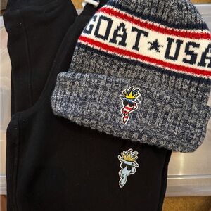 GOAT USA Black Sweatpants with hat